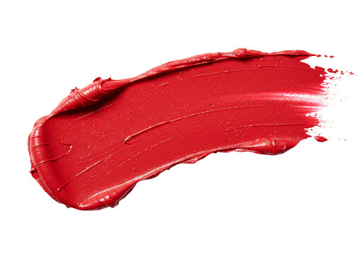 Red lipstick smudge texture cosmetic product sample beauty make up transparent background