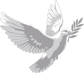 Dove flying with olive branch in its beak bird peace