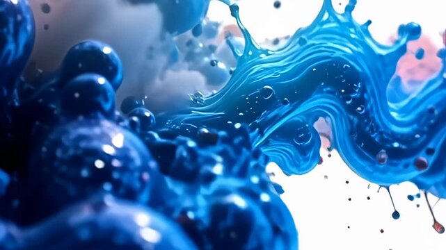 In a vivid explosion of color, energetic molecules forming shapes like frozen light waterfall pulse and morph, interlacing in an intricate choreography, while the camera zooms in and out to