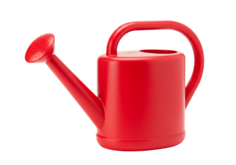 Red watering can gardening tool isolated on transparent background