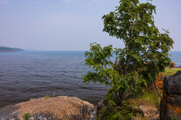 A Lake Superior Scenic Landscape On A Smokey Hazy Day