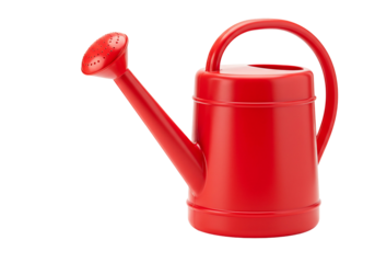 Red watering can gardening tool isolated on transparent background