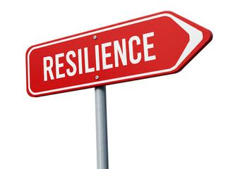 Obraz premium Resilience sign red white arrow direction guidance