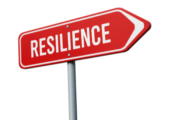 Resilience sign red white arrow direction guidance