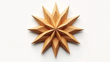 A wooden star made out of wood on a white surface.