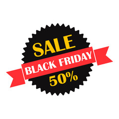 Black Friday sale labels and discount banners in simple modern style