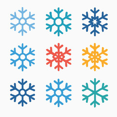 Snowflake illustrations on white background for winterthemed designs, christmas cards, or holiday graphics. Perfect for digital creators and designers.