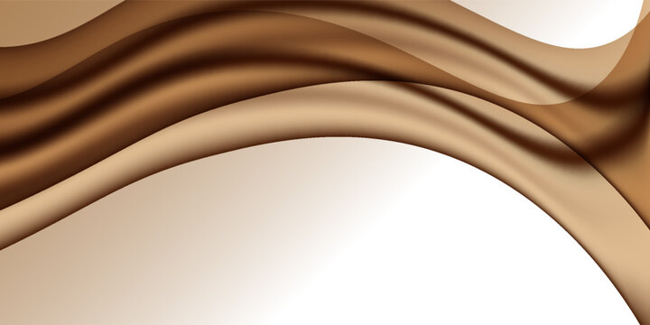 Chocolate with milk fluid splash texture. Cocoa or coffee cream sweet food delicious background. Modern gold and brown waves vector design.