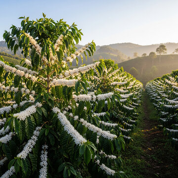 flowering coffee plantations