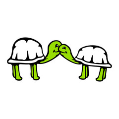 2 turtles cuddling sweet kissing couple love team