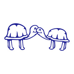 2 turtles cuddling sweet kissing couple love team