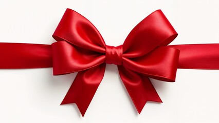 Fototapeta premium A red satin bow on a white background.