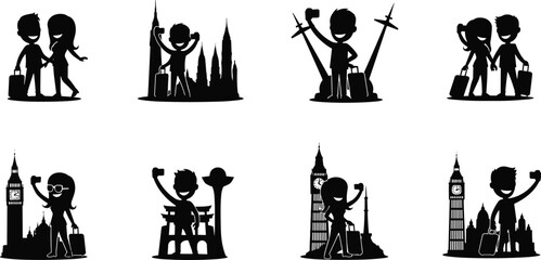 Couples traveling together, famous landmarks selfies, romantic vacation photos, sightseeing trips, tourist attractions, travel photography, happy travelers, vacation memories