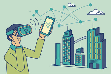Obraz premium Augmented and virtual reality technology concept design