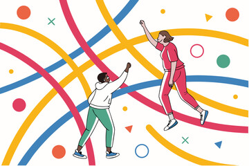 Vibrant abstract geometric composition with dynamic color flow