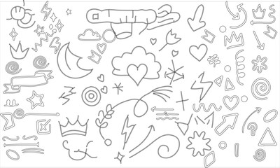 Hand drawn childish funny simple vector illustrations