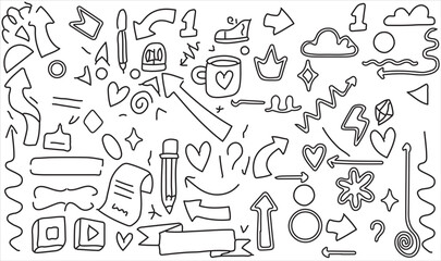 Hand drawn childish funny simple vector illustrations