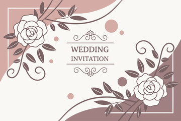 Elegant floral wedding invitation template with black and yellow accents