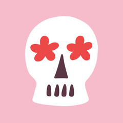 Halloween Cartoon Floral Skull Ghost Clipart 