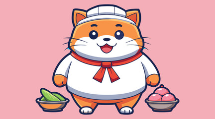 Chef Cat, Cartoon Chef, Culinary Feline, Animated Cooking, Cat Chef Art, Cartoon Kitchen, Cooking Cat, Culinary Character, Chef Illustration, Foodie Cat

