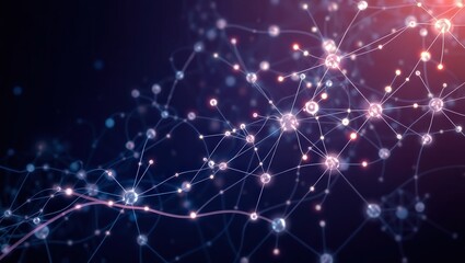 Abstract network of interconnected nodes with glowing connections on a dark gradient background