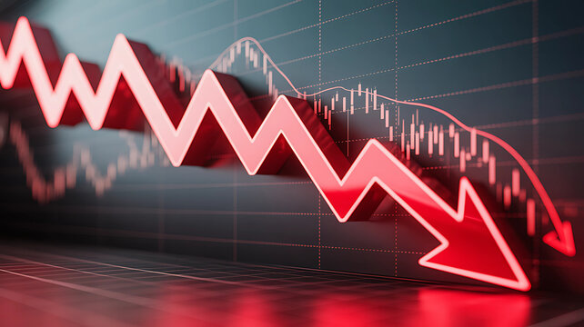 Red Downtrend Arrows Concept with Financial Decline and Crisis Background