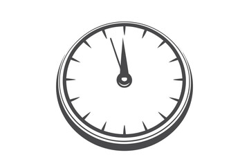 Gray Vintage Clock Icon with Hands in White Background Design