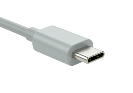 Usb c cable connector close up of gray usb type c port