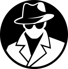 Spy Silhouette with Fedora and Trench Coat – Secret Agent Logo Vector Illustration
