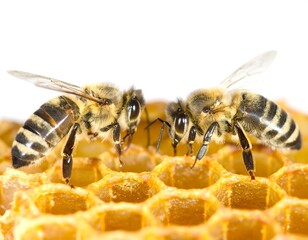 Two bees on honeycomb