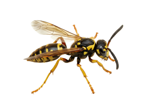 Wasp insect detailed closeup transparent background