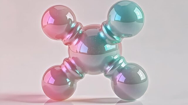 View the elegant symmetry of a molecule shaped like vapor sphere of bioluminescence, gracefully transitioning through pastel pinks and shimmering teals, its mesmerizing dance illuminating