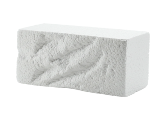 White foam block with textured surface isolated on transparent background