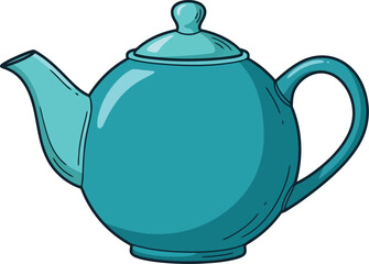 Ceramic teal teapot isolated kitchenware drinkware beverage serving vector