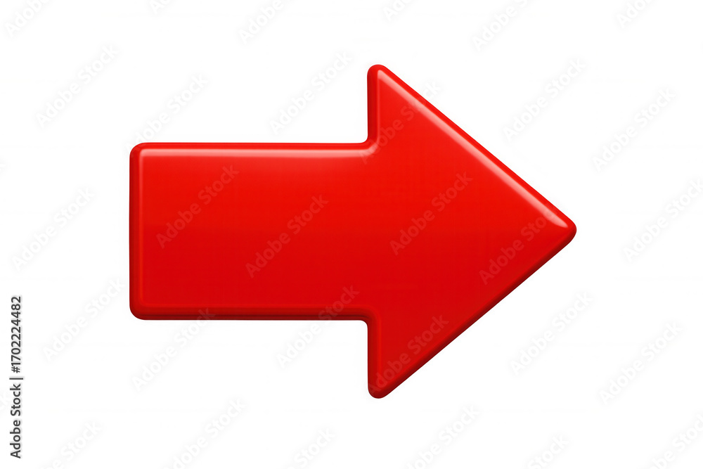 Aufkleber shiny red arrow pointing to the right on a transparent background, ideal for presentations and graph