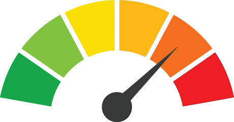 Performance meter gauge risk level indicator colorful vector