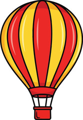 Obraz premium Vibrant red yellow striped hot air balloon adventure sky travel vector