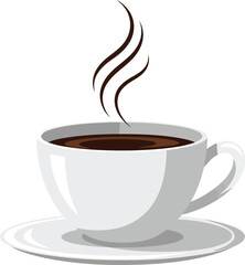 Steaming hot coffee cup morning refreshment beverage vector