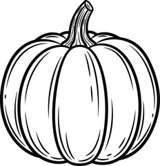 Hand drawn pumpkin outline autumn harvest seasonal ingredient sketch vector