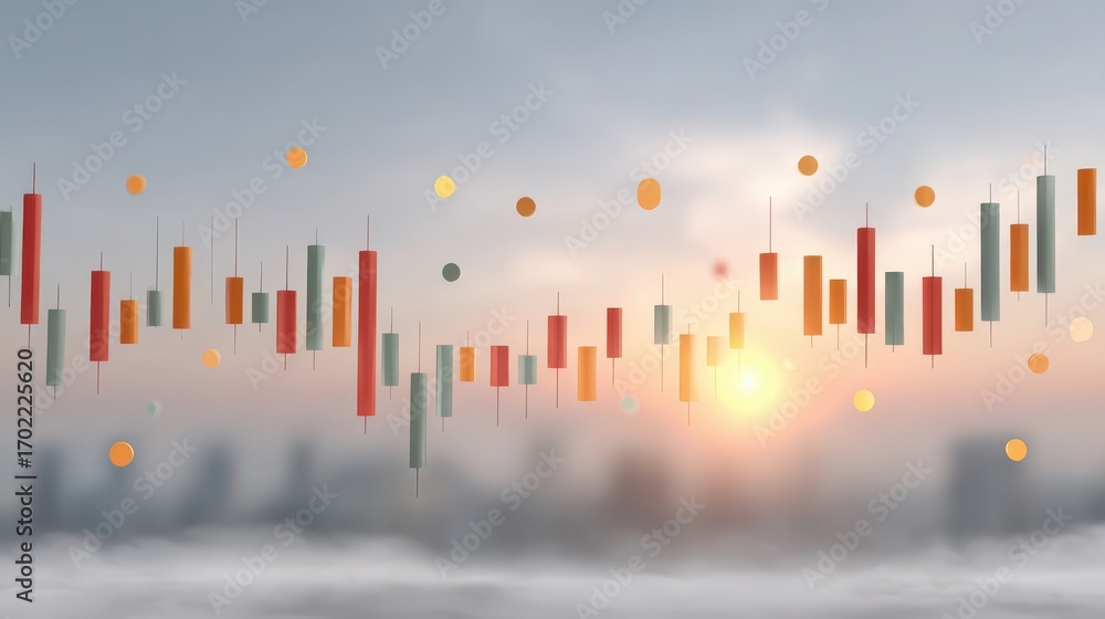 Aufkleber digital trading chart with glowing elements reflecting market trends in cryptocurrency on a blurred 