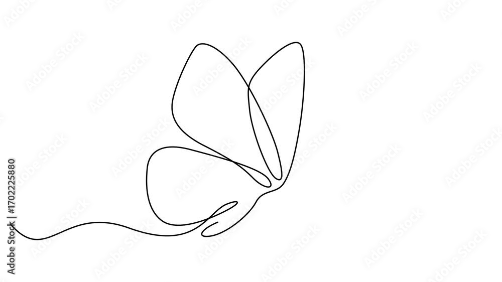 Poster animation of a single line drawing of a butterfly. full length animated video