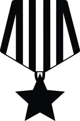 Military medal star award ribbon emblem achievement honor symbol vector