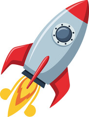 Retro style rocket ship launching into space vector