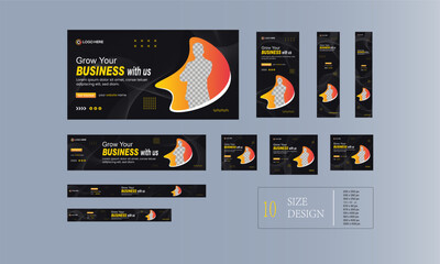 Abstract banner design web template Set, Horizontal header web banner. Modern web banner design template Set