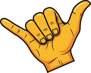 Hawaiian shaka hand gesture cool summer vibes surfing beach fun vector