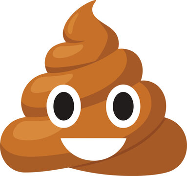 Happy poop emoji cute cartoon character smiling face vector