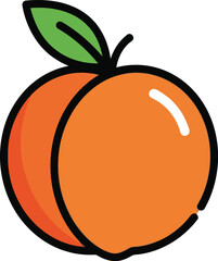 Vibrant peach illustration fresh fruit healthy food graphic design element vector