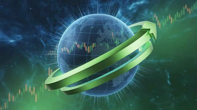 AI Finance Neural Network with Digital Economy and Growth Arrows Concept