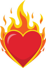Burning heart love passion flame symbol vector