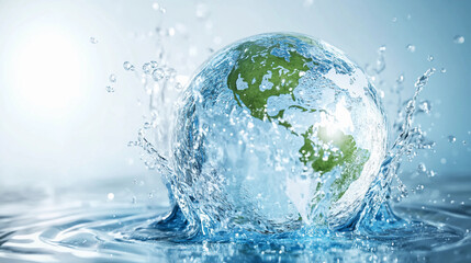 Crystal globe splashing water creates a vibrant world Generative AI